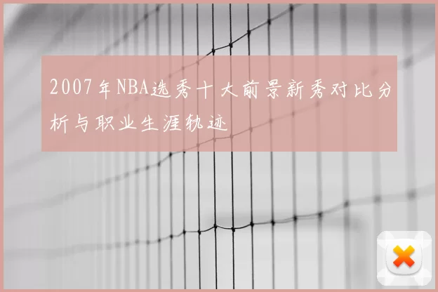 2007年NBA选秀十大前景新秀对比分析与职业生涯轨迹